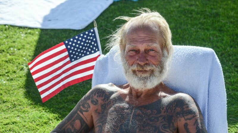 Old Man Celebrating The Fourth of July