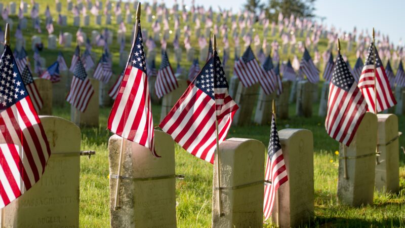 American Flag on Headstones